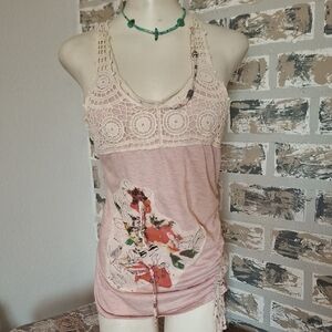 Embellished Pink Cropped Tank Top